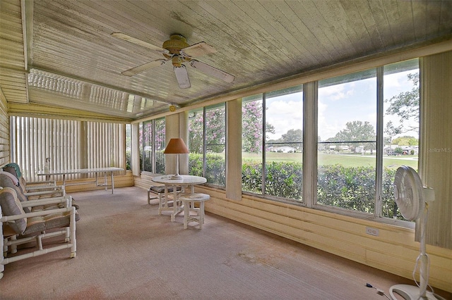10699 SE 178th St, Summerfield, FL 34491 - sunroom / solarium featuring a ceiling fan, wood ceiling, and carpet