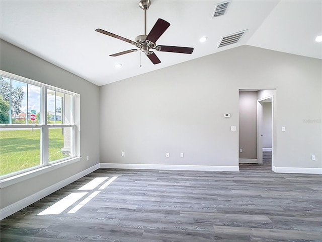 226 Locust Ln, Ocala, FL 34472 - spare room with lofted ceiling, wood finished floors, ceiling fan, and recessed lighting