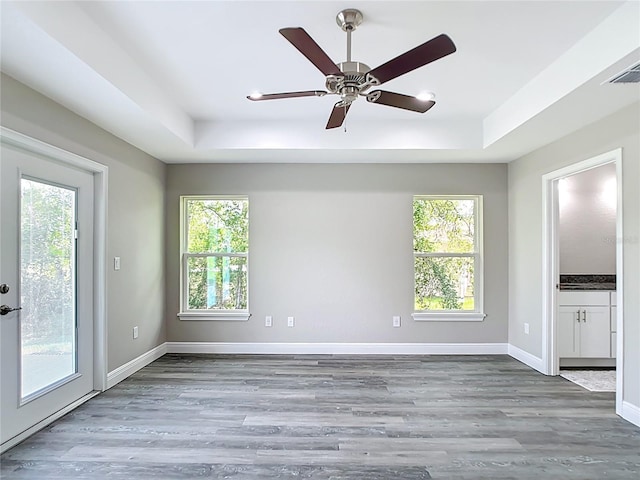 226 Locust Ln, Ocala, FL 34472 - unfurnished room featuring a raised ceiling, plenty of natural light, and wood finished floors