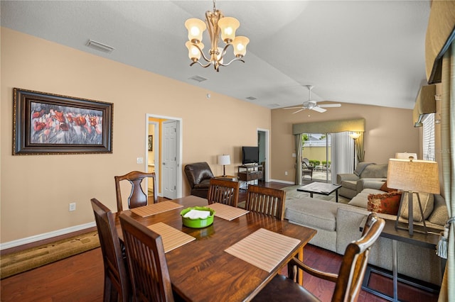 1204 Flamingo Pl, The Villages, FL 32162 - dining space with healthy amount of natural light, wood finished floors, a chandelier, baseboards, and lofted ceiling