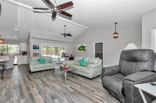12392 SW 85th Pl, Dunnellon, FL 34432 - living area with ceiling fan, wood finished floors, and recessed lighting