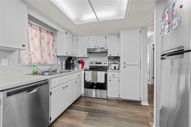 10210 SW 93rd Ave, Ocala, FL 34481 - kitchen with appliances with stainless steel finishes, under cabinet range hood, light countertops, and white cabinetry