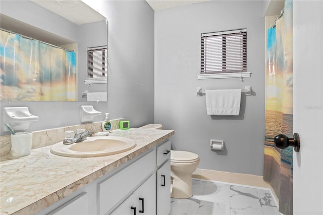 10210 SW 93rd Ave, Ocala, FL 34481 - bathroom with vanity, marble look tile flooring, and curtained shower