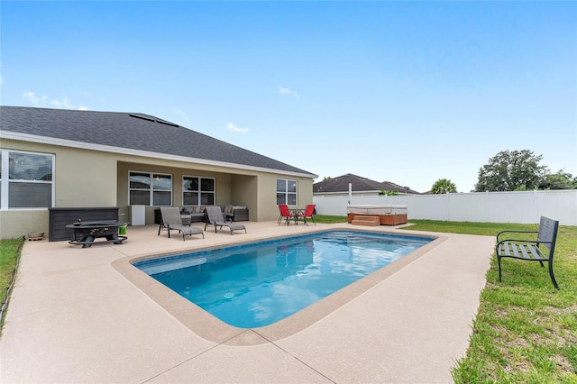 6646 SW 64th Ave, Ocala, FL 34476 - view of pool featuring a hot tub, a patio, and outdoor lounge area