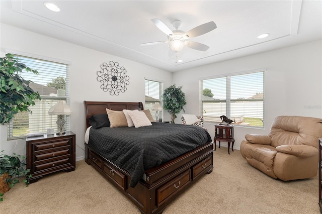 6646 SW 64th Ave, Ocala, FL 34476 - bedroom with light colored carpet, recessed lighting, and ceiling fan