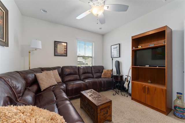 6646 SW 64th Ave, Ocala, FL 34476 - living area featuring light carpet and ceiling fan