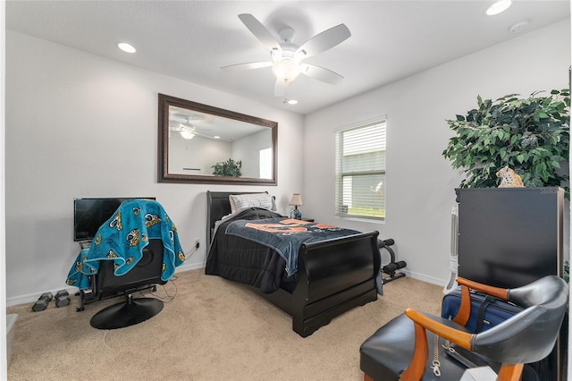 6646 SW 64th Ave, Ocala, FL 34476 - bedroom with carpet floors, ceiling fan, and recessed lighting