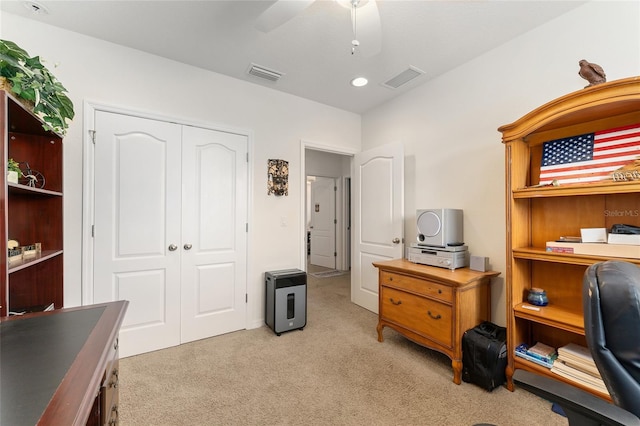 6646 SW 64th Ave, Ocala, FL 34476 - office featuring light carpet, ceiling fan, and recessed lighting