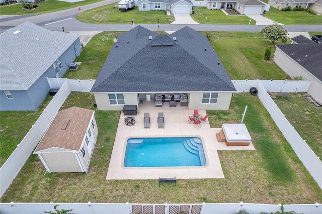 6646 SW 64th Ave, Ocala, FL 34476 - view of pool featuring a fenced backyard, a patio, a residential view, a gate, and outdoor dining space