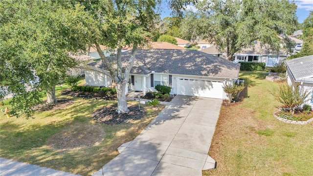6127 SW 84th Place Rd, Ocala, FL 34476 - ranch-style home featuring a garage, driveway, a front yard, and a shingled roof