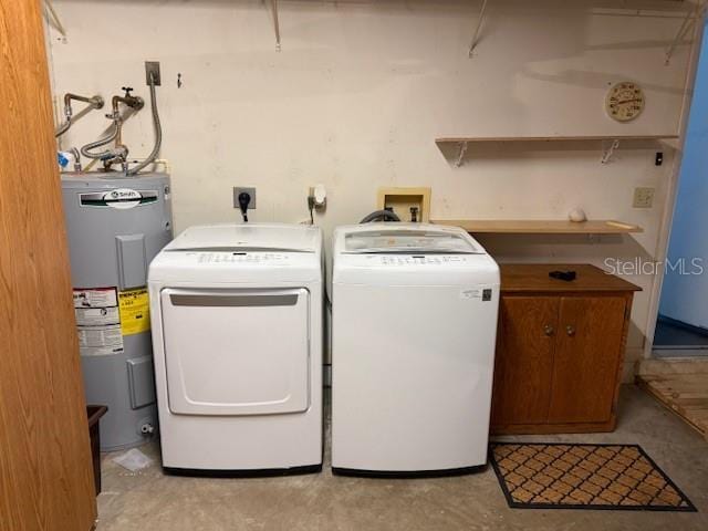 9722 SW 95th Ct Unit C, Ocala, FL 34481 - laundry room featuring electric water heater and washer and clothes dryer