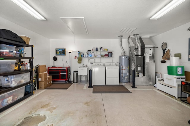 9735 SW 96th St, Ocala, FL 34481 - garage with separate washer and dryer, gas water heater, and heating unit