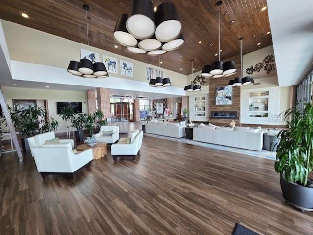 4232 NW 56th Ct, Ocala, FL 34482 - common area with high vaulted ceiling, wooden ceiling, and recessed lighting