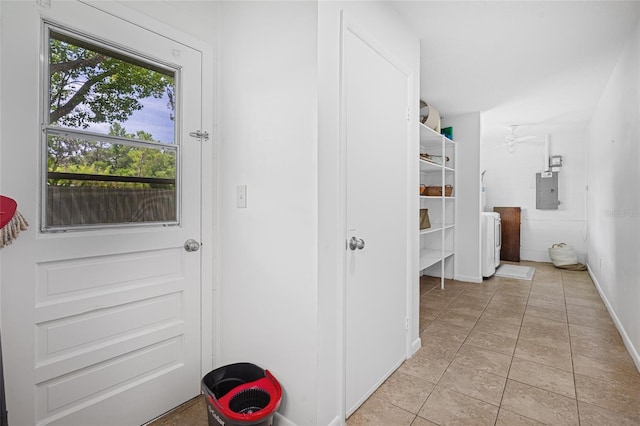 12178 Palmetto Way, Dunnellon, FL 34432 - corridor featuring electric panel and light tile patterned floors