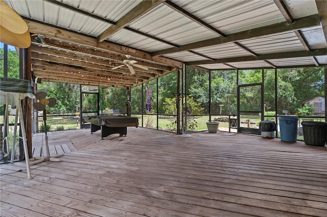 206 N Dundee Way, Inverness, FL 34450 - unfurnished sunroom with pool table, a ceiling fan, and a jacuzzi