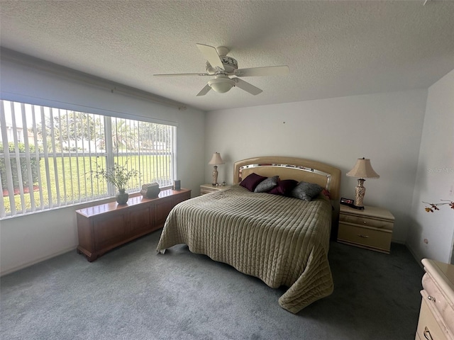 9730 SW 90th St, Ocala, FL 34481 - carpeted bedroom with multiple windows, a textured ceiling, and ceiling fan