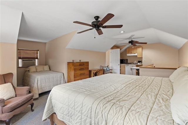 10230 289th St E, Myakka City, FL 34251 - bedroom with vaulted ceiling, carpet flooring, cooling unit, and ceiling fan