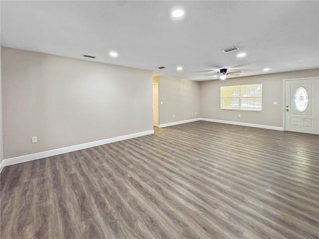 5 Bahia Circle Pl, Ocala, FL 34472 - unfurnished living room with ceiling fan, recessed lighting, and wood finished floors