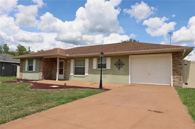 7 Pecan Drive Loop, Ocala, FL 34472 - ranch-style house featuring an attached garage, a front yard, driveway, and stucco siding