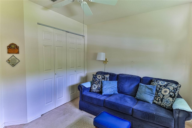585 W Barrymore Dr, Beverly Hills, FL 34465 - carpeted living room featuring a ceiling fan