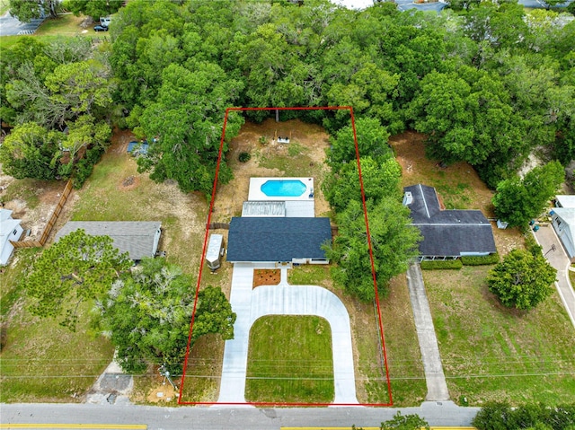 802 NE 39th Ct, Ocala, FL 34470 - aerial view of property and surrounding area featuring property parcel outlined