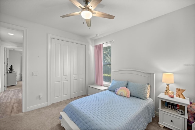 3993 SE 10th Ave, Ocala, FL 34480 - bedroom with a closet, carpet, and a ceiling fan