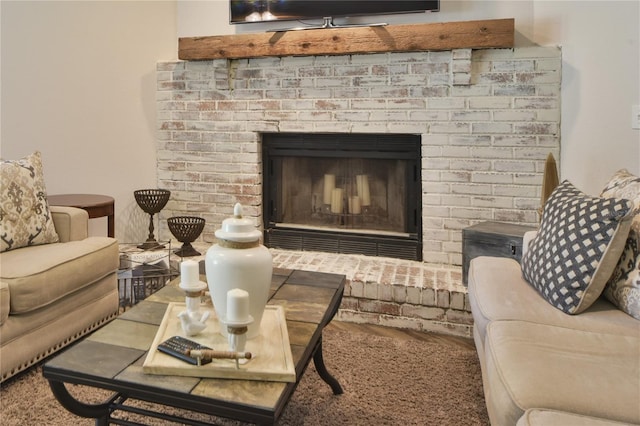 2855 SE 38th St, Ocala, FL 34480 - living room featuring a brick fireplace and wood finished floors