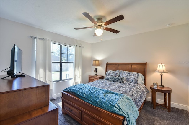 2855 SE 38th St, Ocala, FL 34480 - bedroom with dark colored carpet and ceiling fan