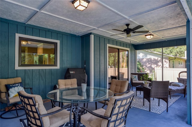 2855 SE 38th St, Ocala, FL 34480 - view of patio featuring ceiling fan, outdoor dining area, outdoor lounge area, and area for grilling