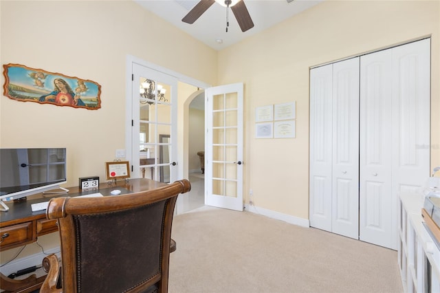 5024 SW 114th Street Rd, Ocala, FL 34476 - carpeted office space with french doors and a ceiling fan