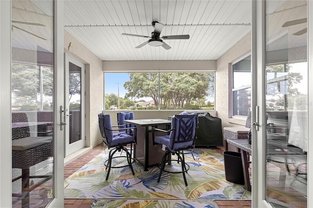 9925 SW 95th Loop, Ocala, FL 34481 - sunroom featuring french doors and a ceiling fan