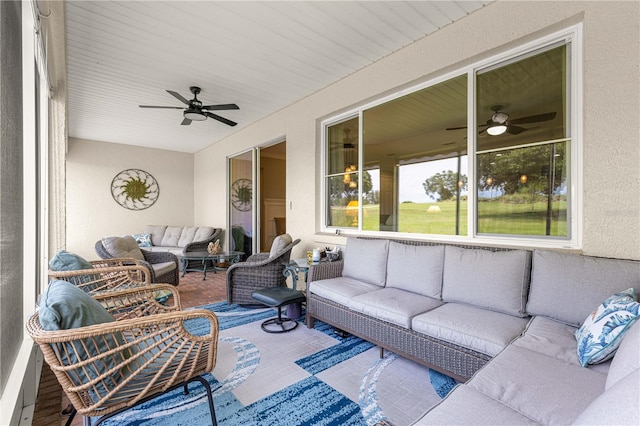 9925 SW 95th Loop, Ocala, FL 34481 - sunroom featuring an outdoor hangout area and ceiling fan