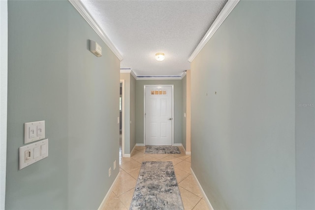 9085 SW 96th Ln Unit B, Ocala, FL 34481 - corridor with a textured ceiling, ornamental molding, and light tile patterned floors