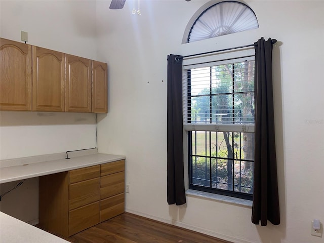 9923 SE 64th Ave, Belleview, FL 34420 - unfurnished office featuring dark wood-style floors and a ceiling fan