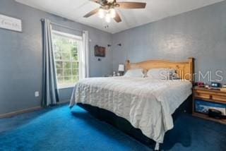 7808 E Savannah Dr, Floral City, FL 34436 - bedroom featuring carpet flooring and a ceiling fan
