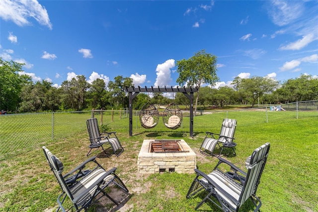 7435 N Nature Trl, Hernando, FL 34442 - view of yard featuring an outdoor fire pit and view of wooded area