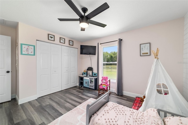 7435 N Nature Trl, Hernando, FL 34442 - bedroom featuring dark wood-style flooring, a closet, and ceiling fan