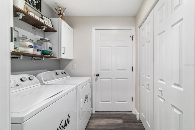 7435 N Nature Trl, Hernando, FL 34442 - laundry area with independent washer and dryer, cabinet space, and dark wood finished floors