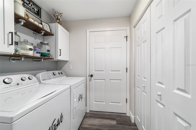 7435 N Nature Trl, Hernando, FL 34442 - laundry area featuring washing machine and dryer, cabinet space, and dark wood finished floors