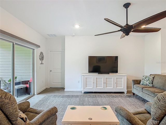 19424 SW 77th Loop, Dunnellon, FL 34432 - living area with a ceiling fan and baseboards