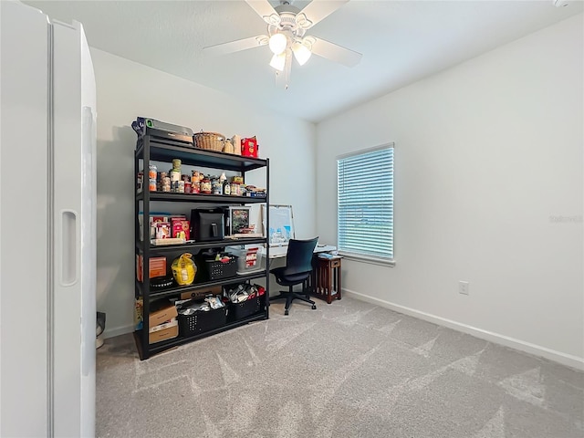 19424 SW 77th Loop, Dunnellon, FL 34432 - carpeted home office with baseboards and a ceiling fan