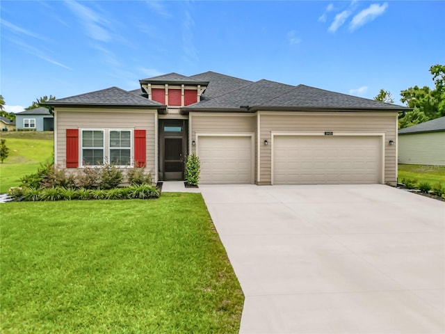 19424 SW 77th Loop, Dunnellon, FL 34432 - prairie-style house with a garage, concrete driveway, a front yard, and a shingled roof