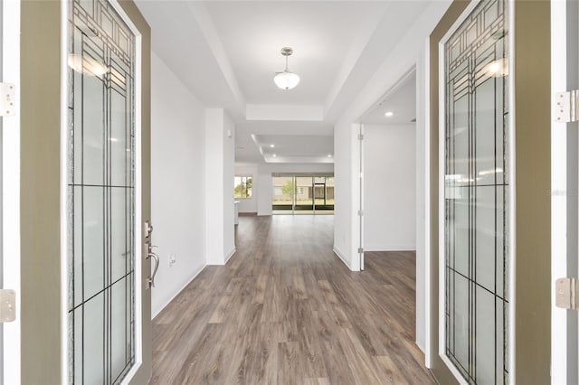 10561 SW 98th Pl, Ocala, FL 34481 - entryway with wood finished floors and a raised ceiling
