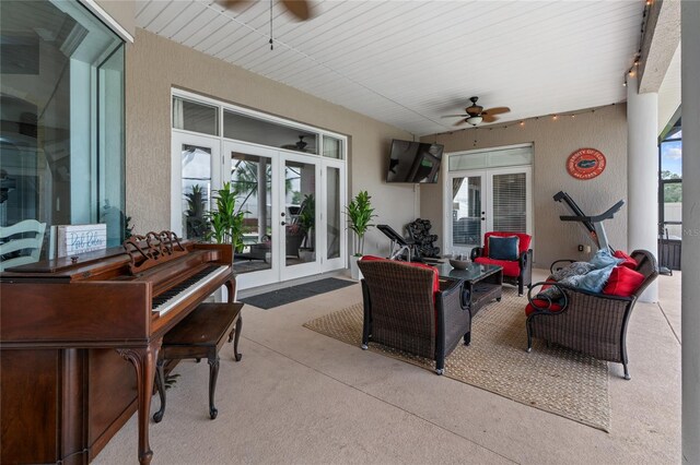4731 SE 34th St, Ocala, FL 34480 - view of patio featuring french doors, ceiling fan, and outdoor lounge area