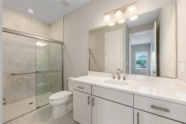 10026 SW 85th Place Rd, Ocala, FL 34481 - full bathroom with a stall shower, vanity, and tile patterned flooring
