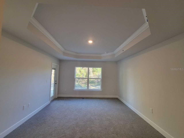 12384 SW 96th Ln, Dunnellon, FL 34432 - unfurnished room featuring ornamental molding, a raised ceiling, carpet floors, and recessed lighting