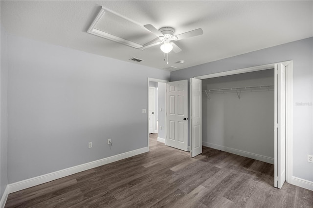 51 Pine Trace Loop, Ocala, FL 34472 - unfurnished bedroom with attic access, wood finished floors, a closet, and ceiling fan
