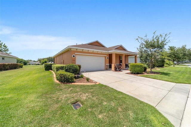 9236 SW 91st Court Rd, Ocala, FL 34481 - single story home with a garage, a front lawn, driveway, and stucco siding