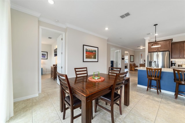 9236 SW 91st Court Rd, Ocala, FL 34481 - dining room featuring recessed lighting, ornamental molding, and light tile patterned floors