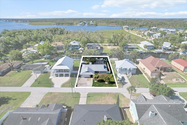 1860 NW 16th St, Crystal River, FL 34428 - aerial perspective of suburban area featuring a large body of water and property boundaries highlighted